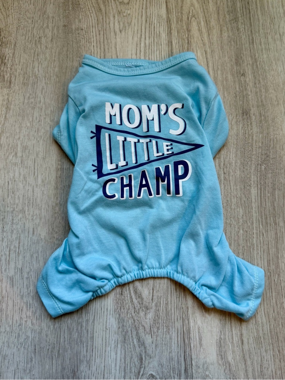 Mom's Little Champ - Light Blue & White - Dog / Small Pet Onesie - size XS